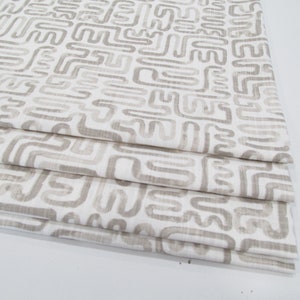 Faux-Fake Roman Shade/ Modern Abstract Curtain/ Lined Stationary Roman Shades/ Taupe-White Mock Valance/ Custom Sizing Available! #422