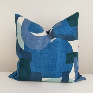 Etsy&#39;s Pick! Designer Blue Pillow Cover/ Mid Century Modern Geometric/ Euro Pillow/ Accent Throw Pillow/ Lumbar Pillow by Robert Allen/ #307