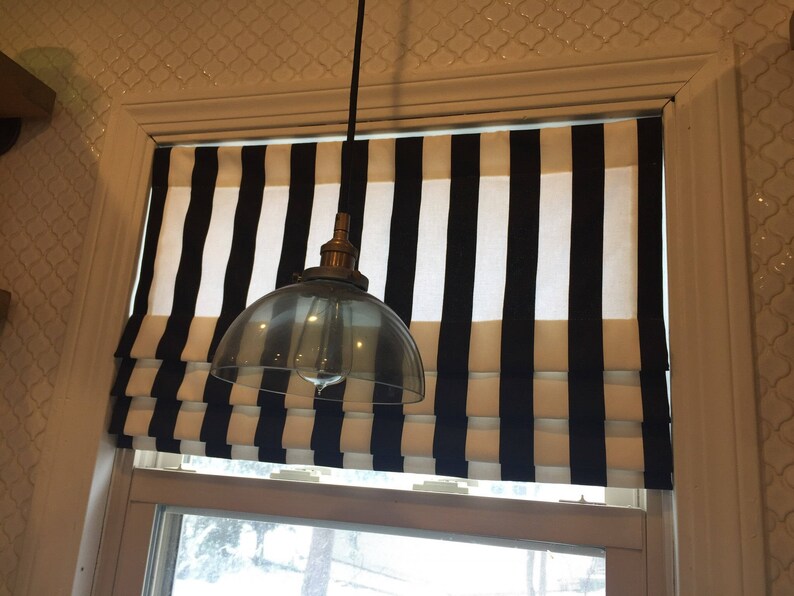 Fake Roman Shades Striped Faux Roman Shade Lined Mock Valance Etsy