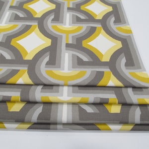 Mid Century Modern Faux Roman Shade/ Fake Roman Shades/ Geometric Yellow-Gray by Robert Allen/ Custom Sizing Available! #364