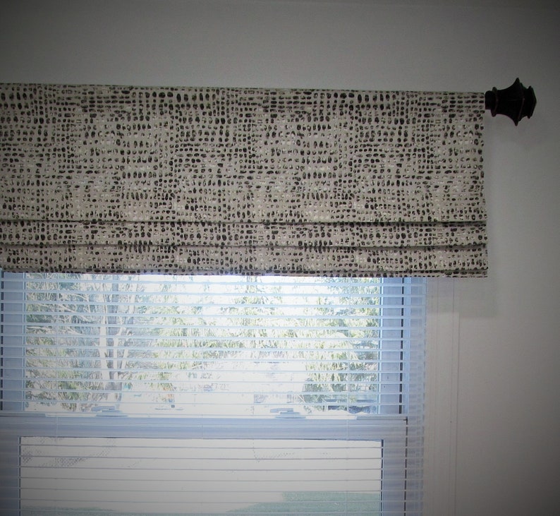 Fauxfake Roman Shade/ Stationary Roman Shade/ Black and Grey Etsy