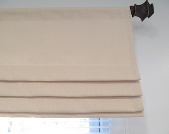 Solid Ivory Natural/ Lined Faux-Fake Roman Shade/ Custom Sizing Available! #305N