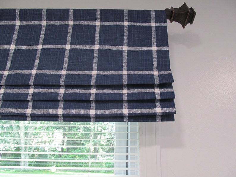 Denim Blue Faux Fake Roman Shade/ Lined Mock Roman Valance/ Etsy