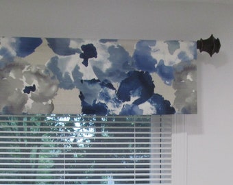 Blue Floral Straight Window Valance/ Kitchen, Bedroom, Living Room Valance/ Robert Allen Aptura Floral/ Custom Sizing Available! #128