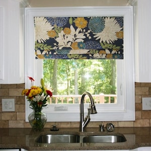 Floral Faux Roman Shade Lined Mock Valance Richloom St. Moritz Carribbean Custom Sizing Available! #106