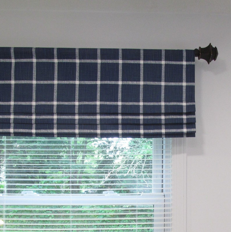 Denim Blue Faux Fake Roman Shade/ Lined Mock Roman Valance/ Etsy