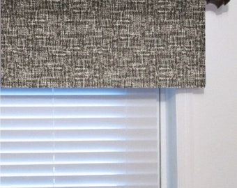 Modern Flat Valance/ Tailored Curtain/ Straight  Valance/ Textured Look Print/ 6 Color Choice/ Black, Gray, Beige, Blush, Denim/ #098