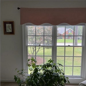 Solid Blush Scalloped Window Valance/  Shaped Valance/ Lined Curtain/ Custom Sizing Available! #305