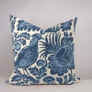 Floral Jacobean Bird Decorative Throw Pillow Cover/ Colonial Williamsburg Tucker Resist Batik/ Custom Sizing! #323