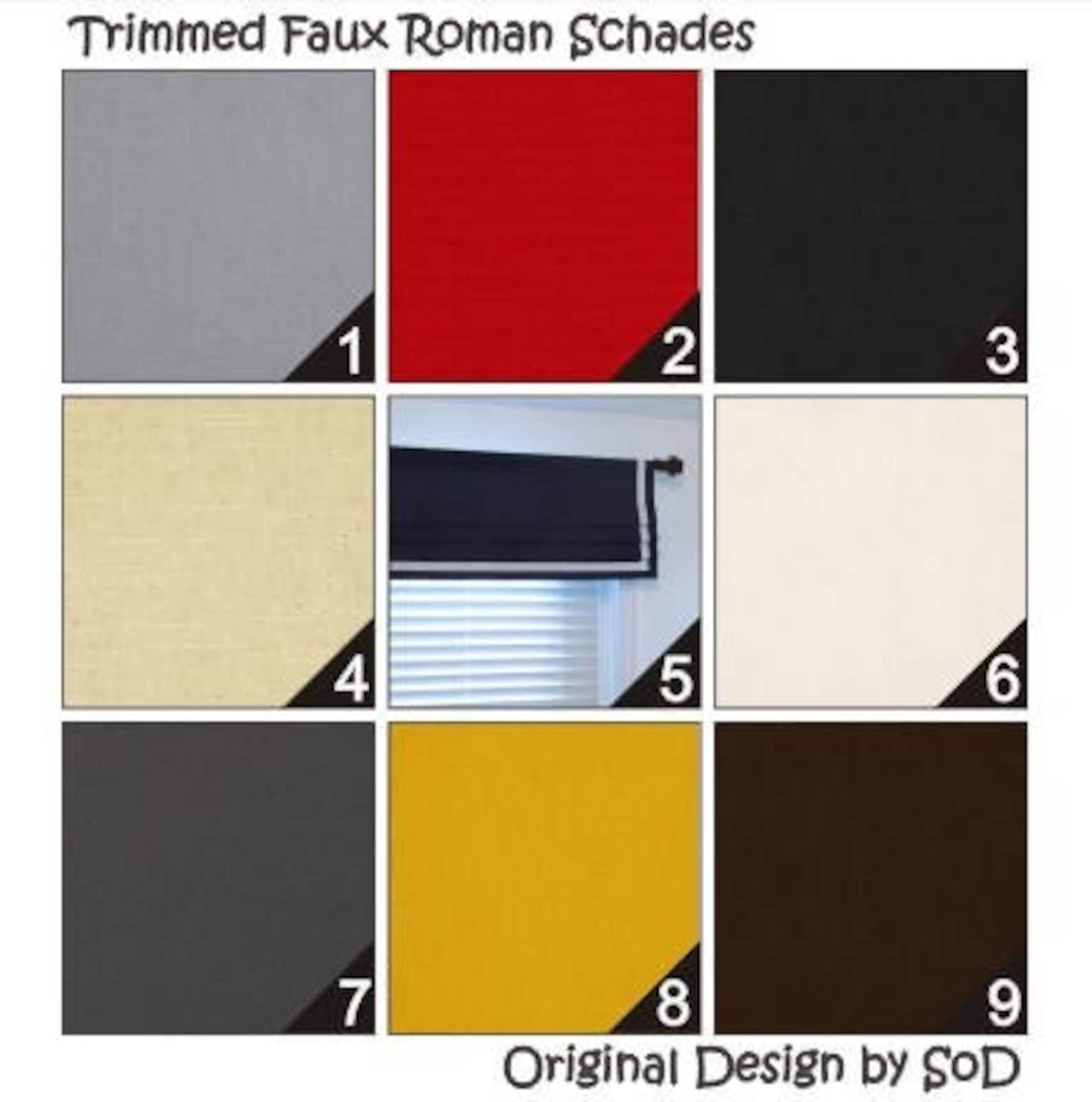 Bordered Faux Roman Shade Navy Blue/ White Ribbon Trimmed Etsy