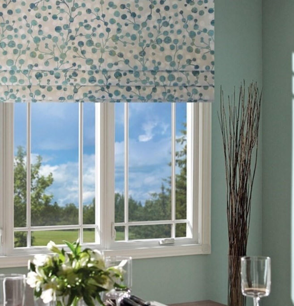 Faux Roman Shade Fake Roman Shades Blue Roman Valance/ Etsy