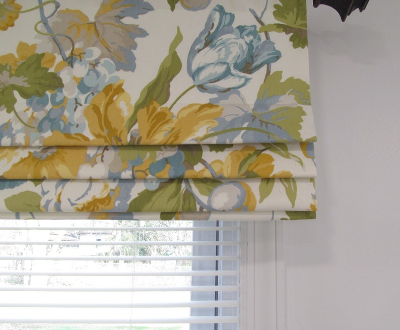 Summer Mood-Floral Faux Roman Shade Lined Mock Roman Valanc Fake Roman Shades Custom Sizing Available!