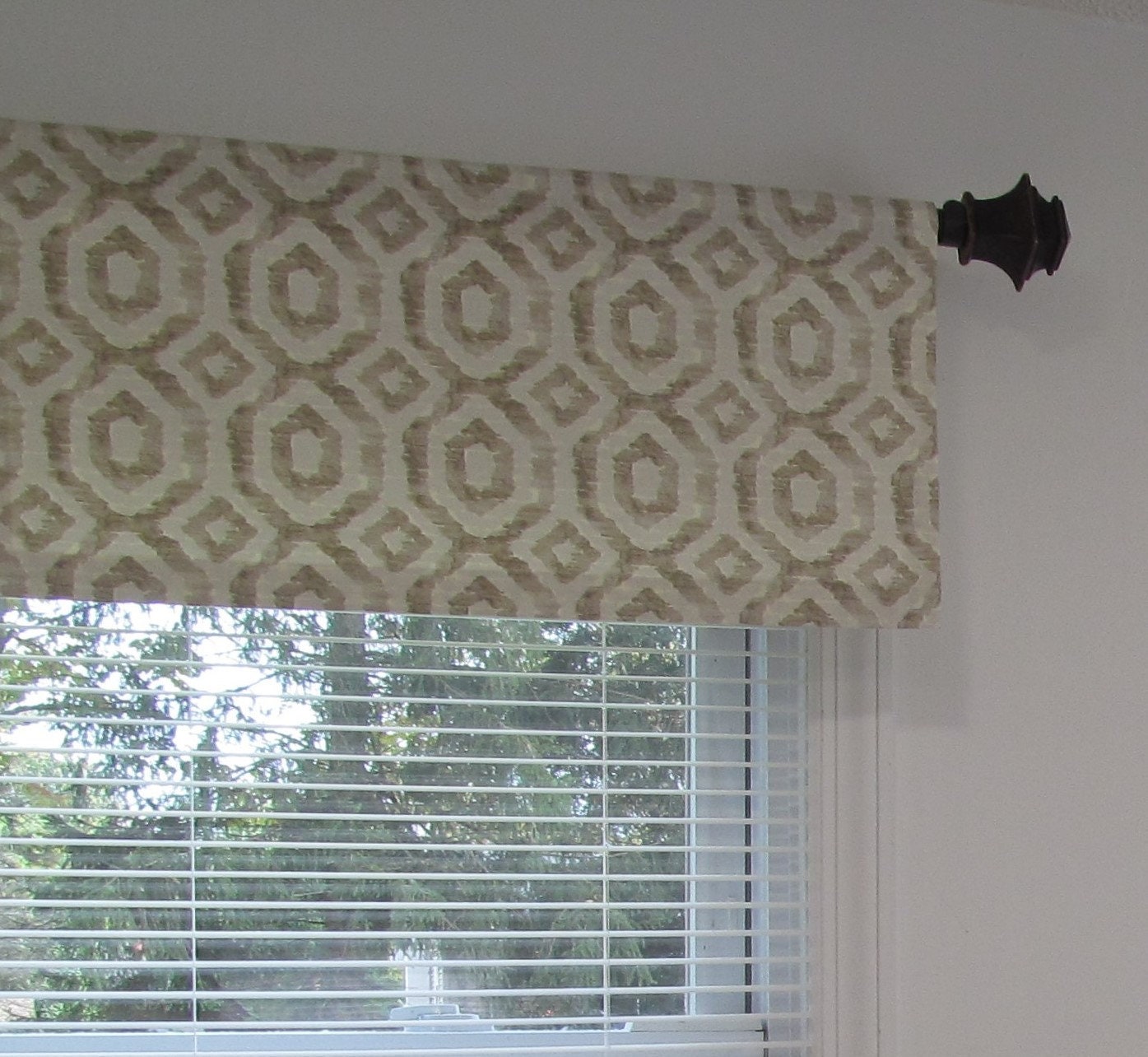 Hexagon Window Valance/ Watercolor Blue Or Cream - 2 Color Choice/ Custom Sizing Available! #264