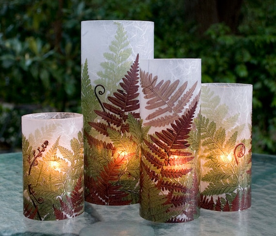 Large Fern Flameless Candle Cover With 1 Free Electric Tea Light. Backyard  Tabletop Lighting. Outdoor Patio Decor. Battery Lights. LED. 