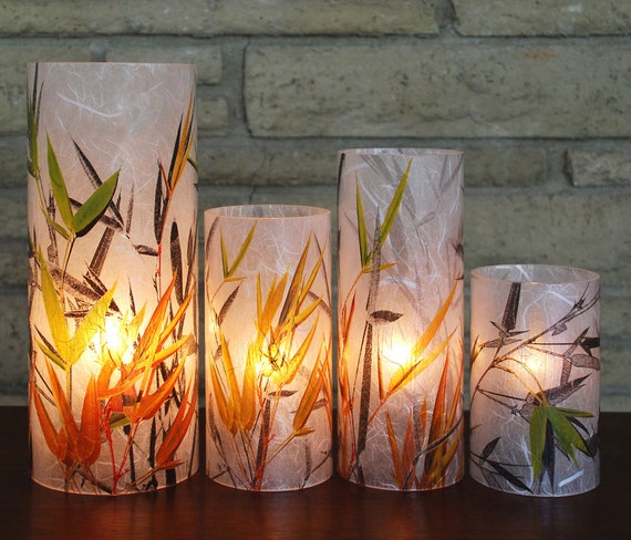 Bamboo Electric Candle Cover. Battery Lights. Dining Table Centerpiece.  LED. 1 Large Size With 1 Free Electric Tea Light. 