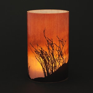 Ocotillo Cactus Desert Sunset candle cover.  1 small sized with 1 free Electric Tea Light. Flameless candles. Patio lighting decoration. LED