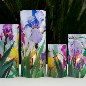 Iris electric candle cover. 1 large size includes a free Electric Tea Light. Backyard decor. Outdoor lighting. Battery lights. Flameless. image 5