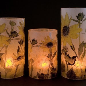 Sunflower Electric Candle Holder for Electric Tea Lights.  Patio table lighting.  LED.  Flameless candles.  Countertop illumination.