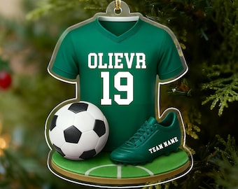 Personalized Soccer Ornament 2025, Soccer Player Keepsake, Custom Team Christmas Gift, Sports Holiday Decoration, Gift for Son or Boy