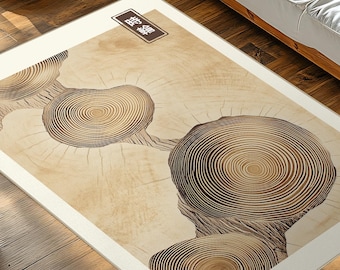 Tappetino morbido ispirato alla pittura in legno Wabi-Sabi Jirin - Tappeto per soggiorno con motivo marrone giapponese