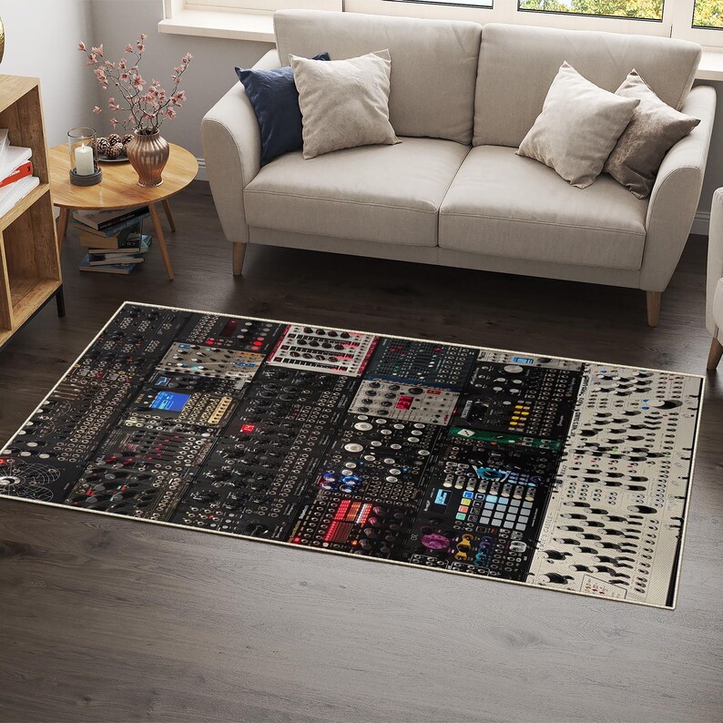 Your Music Studio Synthesizer Digital Print Rug, Washable Rug, Area Rug ...
