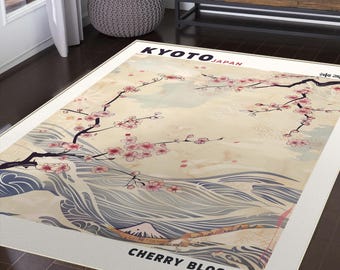 Tappetino Sakura ispirato allo Zen: moderno arredamento Wabi-Sabi, tappeto orientale antiscivolo per interni eleganti