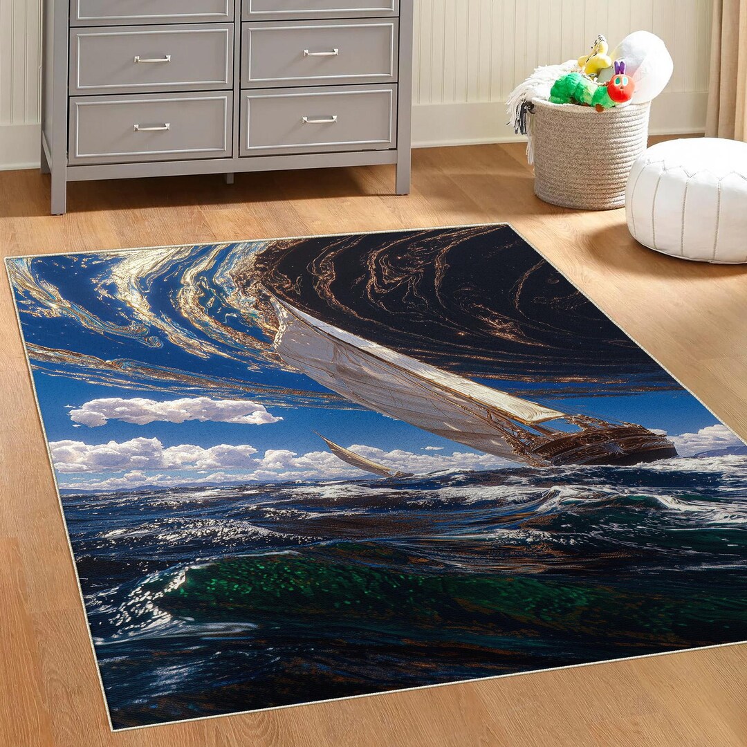 Fairpoint Sea Rug Nautical Sea Wave Digital Print Rug, Geek Room Carpet, Home Decor - Etsy