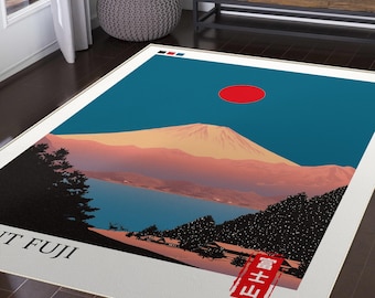Tappeto da pavimento contemporaneo ispirato allo stile Wabi-Sabi Zen: tappeto minimalista per il soggiorno con un tocco artistico