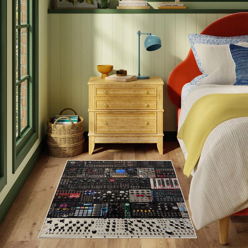 Colorful Button Area Rug Your Music Studio Synthesizer Digital Print Rug, Washable Rug, Area Rug ...