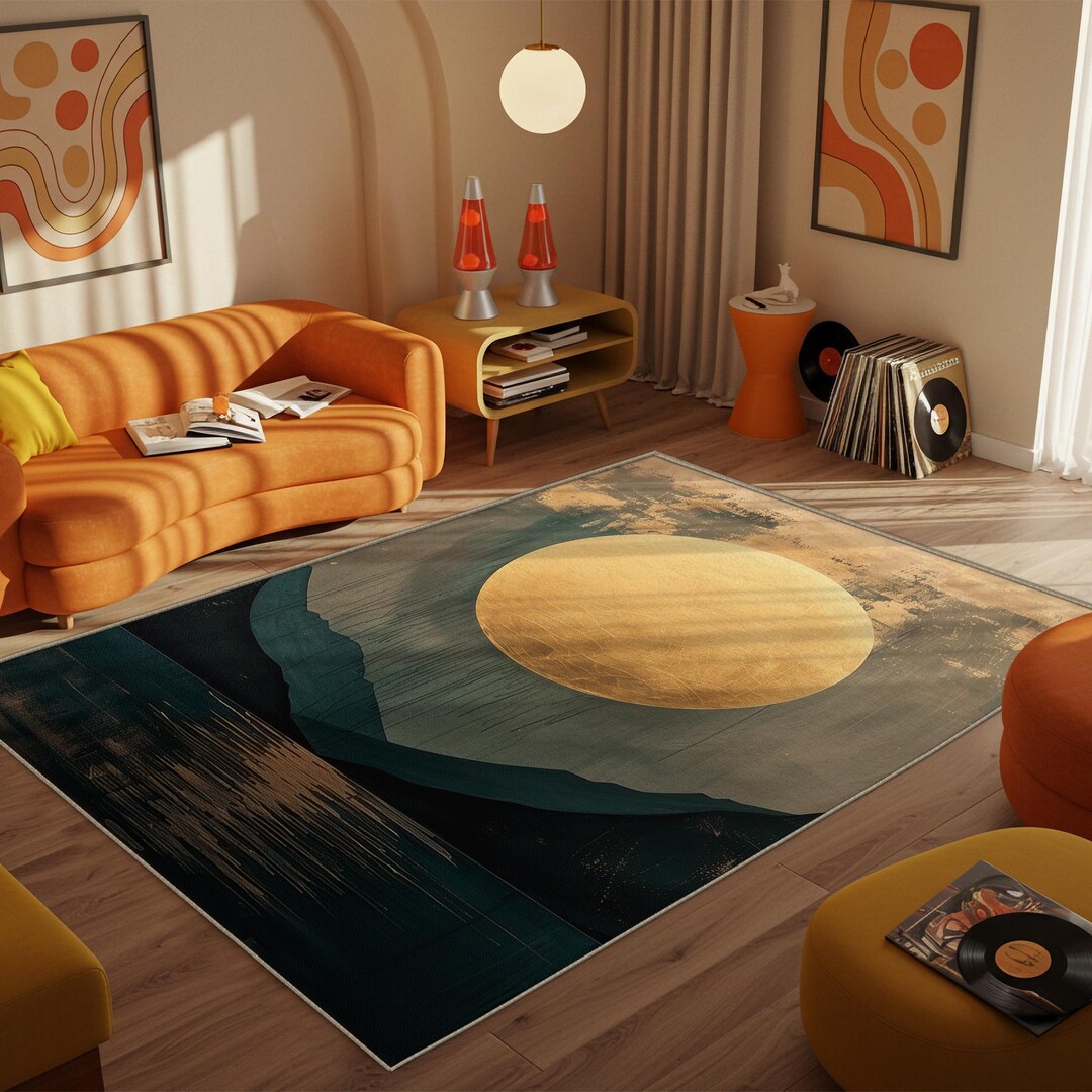 Maximilast Rug Sage Green Abstract Maximalist Rug, Modern Rugs, Cozy Floor Rug ...