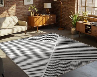 Modern abstract tapijt uit het midden van de eeuw, wasbaar woonkamerontwerp