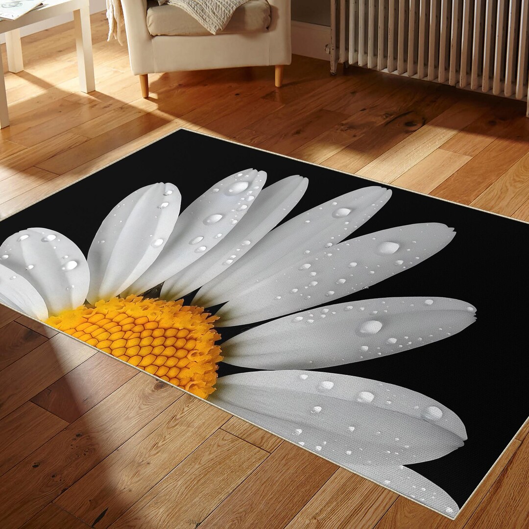 Devora Digital Rug Daisy Digital Print Rug, Modern Washable Rug, Hype Rug, Modern Area Rug ...