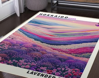 Tappeto giapponese lavabile Wabi Sabi color lavanda - Tappeto viola per un arredamento minimalista e zen