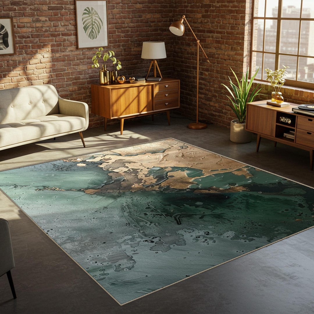 Sage Green and Olive Abstract Rug, Green Modern Carpet, Olive Green ...