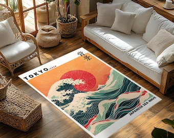 Tappeto Wabi Sabi Kanagawa Wave - Tappeto decorativo moderno per camera da letto e arredamento per la casa