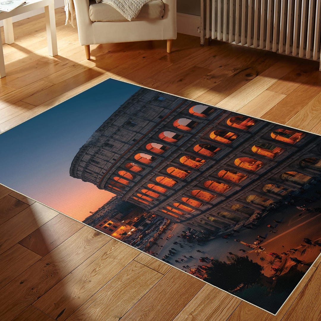 Rome Rust Rug Colosseum Rome Sunset Digital Print Rug, Washable Rug, Art Decor Rug ...