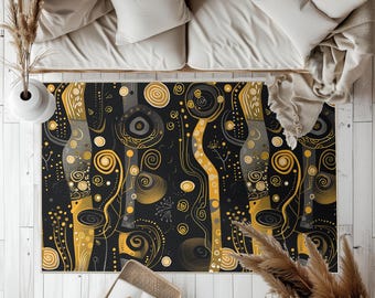 Tappeto ispirato a Klimt, con motivi floreali astratti, lavabile, ideale per decorare il pavimento.
