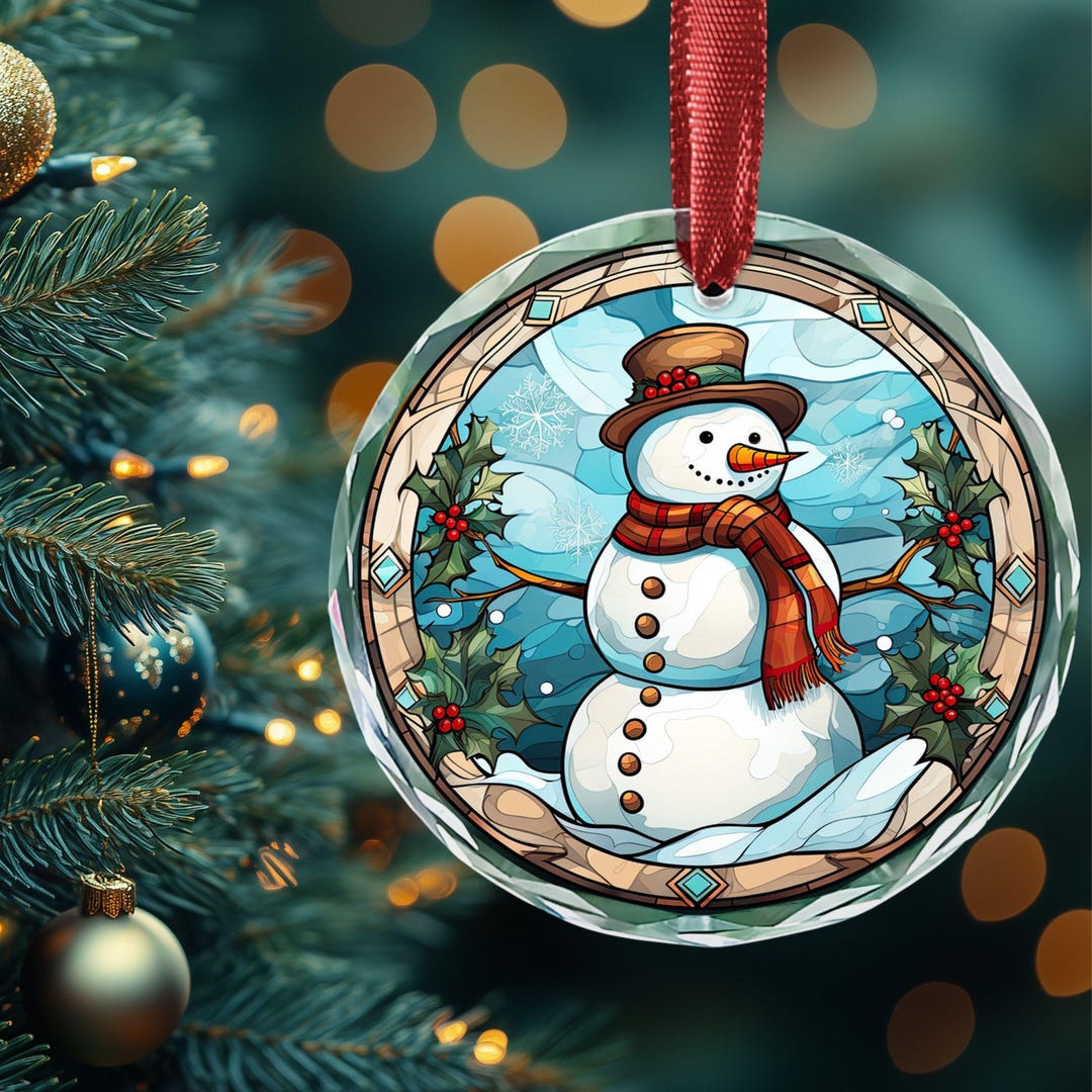 Stained Glass Snowman Christmas Ornament, Winter Holiday Decor - Etsy