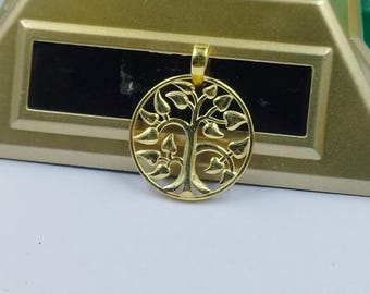 Sterling Silver Tree of Life Charm, Gold Necklace Pendant (25mm)