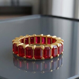 Rubin-Ewigkeitsring mit ovalem Schliff, Art-Deco-Rubin-Ewigkeitsring, 925er Sterlingsilber-Steckring, Valentinstagsgeschenk für Frauen