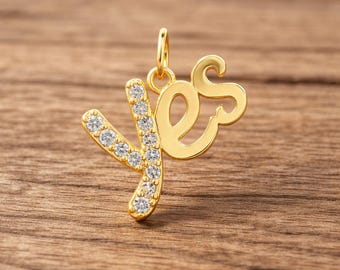 Gouden diamant JA bedelhanger, 925 sterlingzilveren handgemaakte sieraden