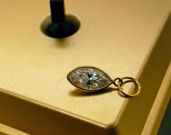 18k Gold Marquise Moissanite Solitaire Pendant Necklace