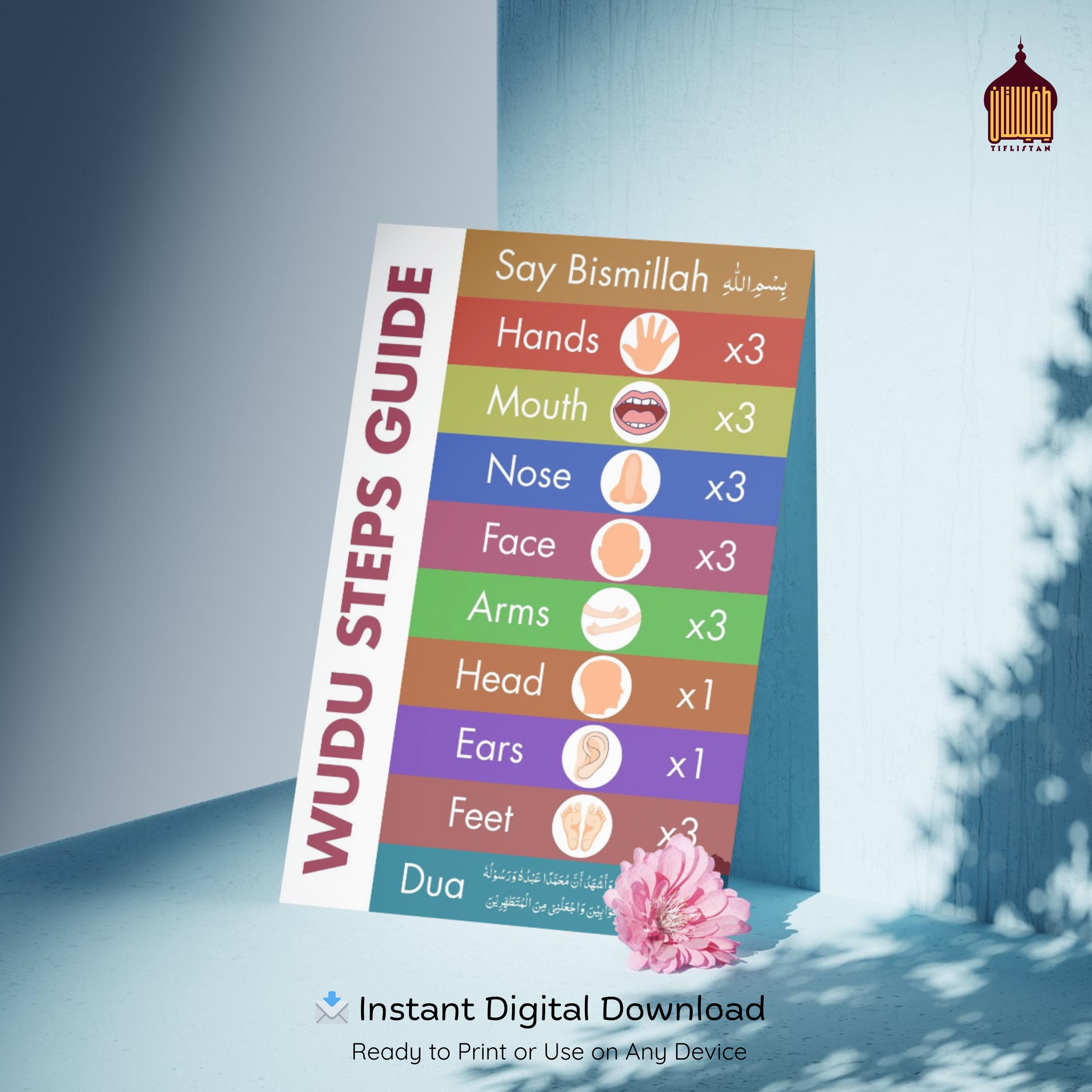 Wudu Steps Guide Printable for Kids – Islamic Learning Chart (digital ...