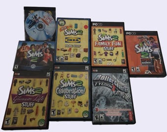 Sims 2 PC Game Lot Expansions + RollerCoaster Tycoon 2 Platinum Bundle