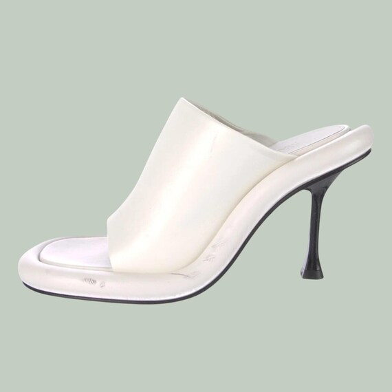 JW Anderson Bumper Tube Heel Mule White Leather Sculptural Slip On Pumps US 8