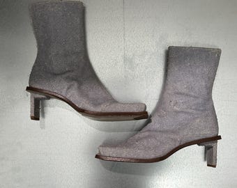 Miista Brenda Blue Denim Ankle Boots EU 39 US 9 Handmade Spain NWT