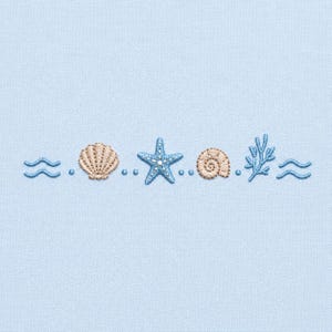 Seashell Border Embroidery Design, Coastal Marine Motif Machine Embroidery File, Digital Download