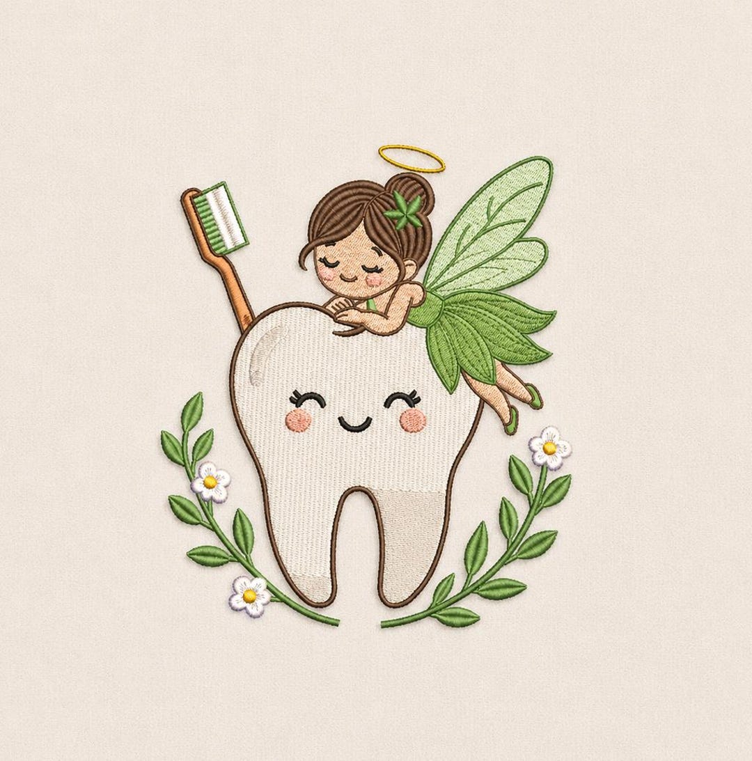 Tooth Pes Tooth Fairy Embroidery Design, Dental Machine Embroidery File (PES DST ...