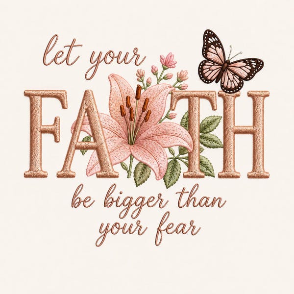 Faith Floral Machine Embroidery Design, Christian Quote (Digital Download)