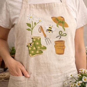 Gartenarbeit Stickdatei Set, Blumen Stickerei Bienen Stiefel Hutstich Set (PES DST Download)